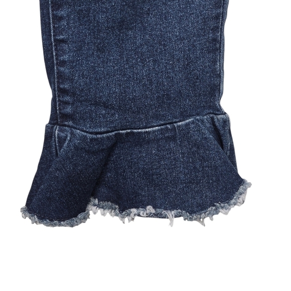 DG2 By Diane Gilman Y2K Women's Dark Wash Crop Ruffle Hem Denim Jeans Size 2 - Picture 3 of 9